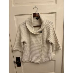 Talbots‎ Women's Ivory Cardigan Sweater 3/4 Sleeves Shawl Collar Wool Blend LP